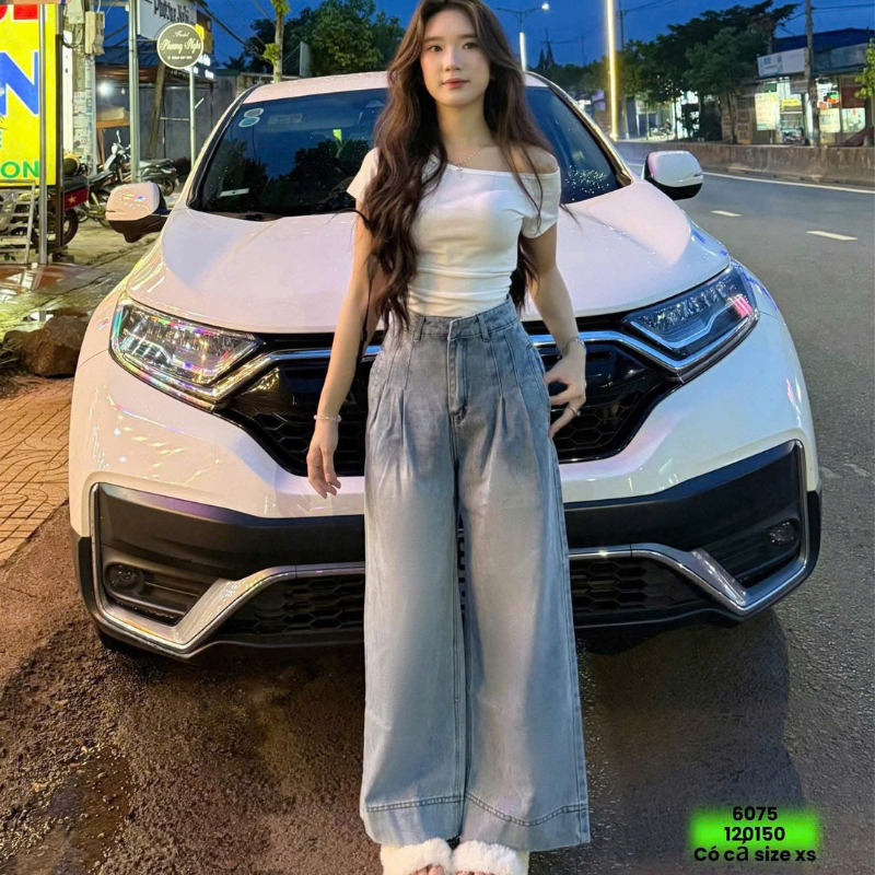 Quần Jeans Cotton Nữ Ống Suông Vải Dày Mềm Không Co Giãn Tôn Dáng Quần Jeans Cotton Nữ Ống Suông Vải Dày Mềm Không Co Giãn Tôn Dáng