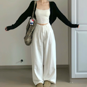 Quần Jeans Nữ Trơn Ống Rộng Vải Dày Mềm Không Co Giãn - QG291