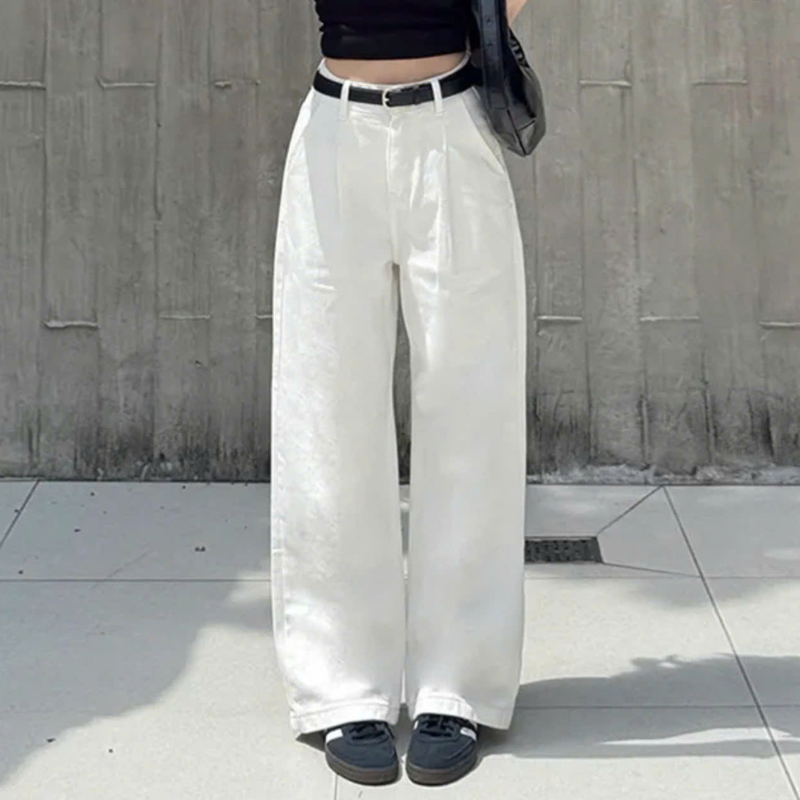 Bỏ sỉ quần Jeans Nữ Trơn Ống Rộng Vải Dày Mềm Không Co Giãn Bỏ sỉ quần Jeans Nữ Trơn Ống Rộng Vải Dày Mềm Không Co Giãn