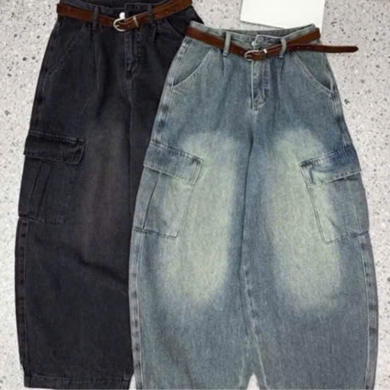 Bỏ sỉ quần Thụng Jeans Nữ Túi Hộp Vải Dày Mềm Không Co Giãn Bỏ sỉ quần Thụng Jeans Nữ Túi Hộp Vải Dày Mềm Không Co Giãn