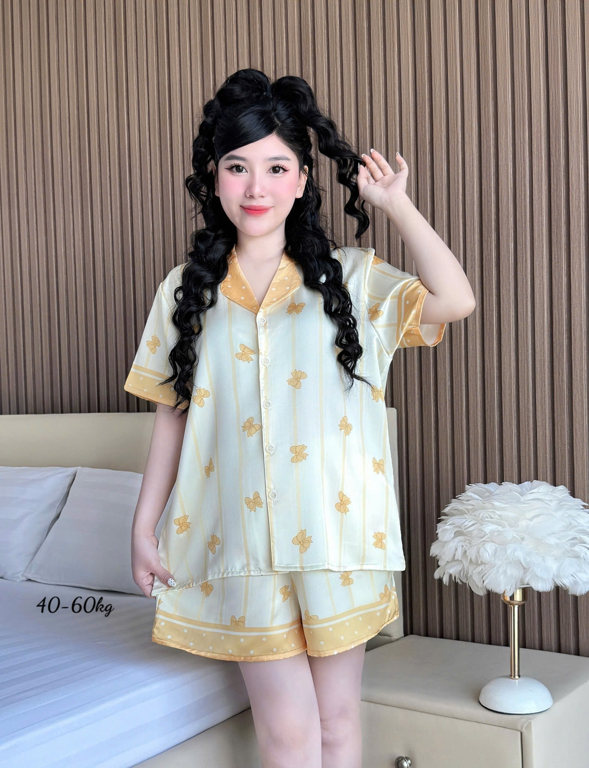 Đồ Bộ Ngủ Nữ Họa Tiết Đơn Giản Mặc Mát Thoải Mái Size Thường 40–60kg Đồ Bộ Ngủ Nữ Họa Tiết Đơn Giản Mặc Mát Thoải Mái Size Thường 40–60kg