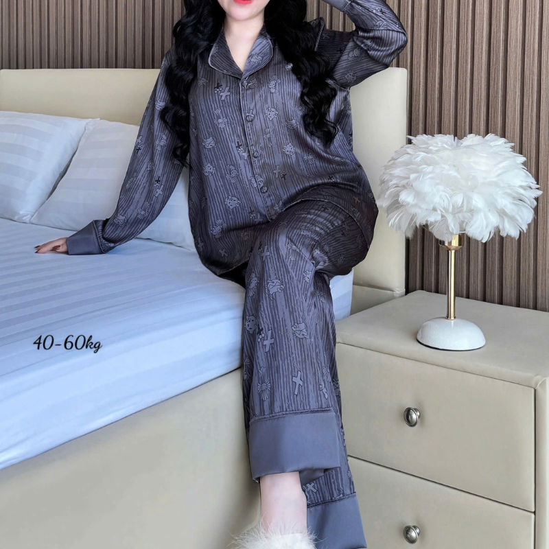 Đồ Bộ Ngủ Nữ - Đồ Bộ Dài Họa Tiết Đơn Giản Mặc Mát Thoải Mái 40–60kg Đồ Bộ Ngủ Nữ - Đồ Bộ Dài Họa Tiết Đơn Giản Mặc Mát Thoải Mái 40–60kg