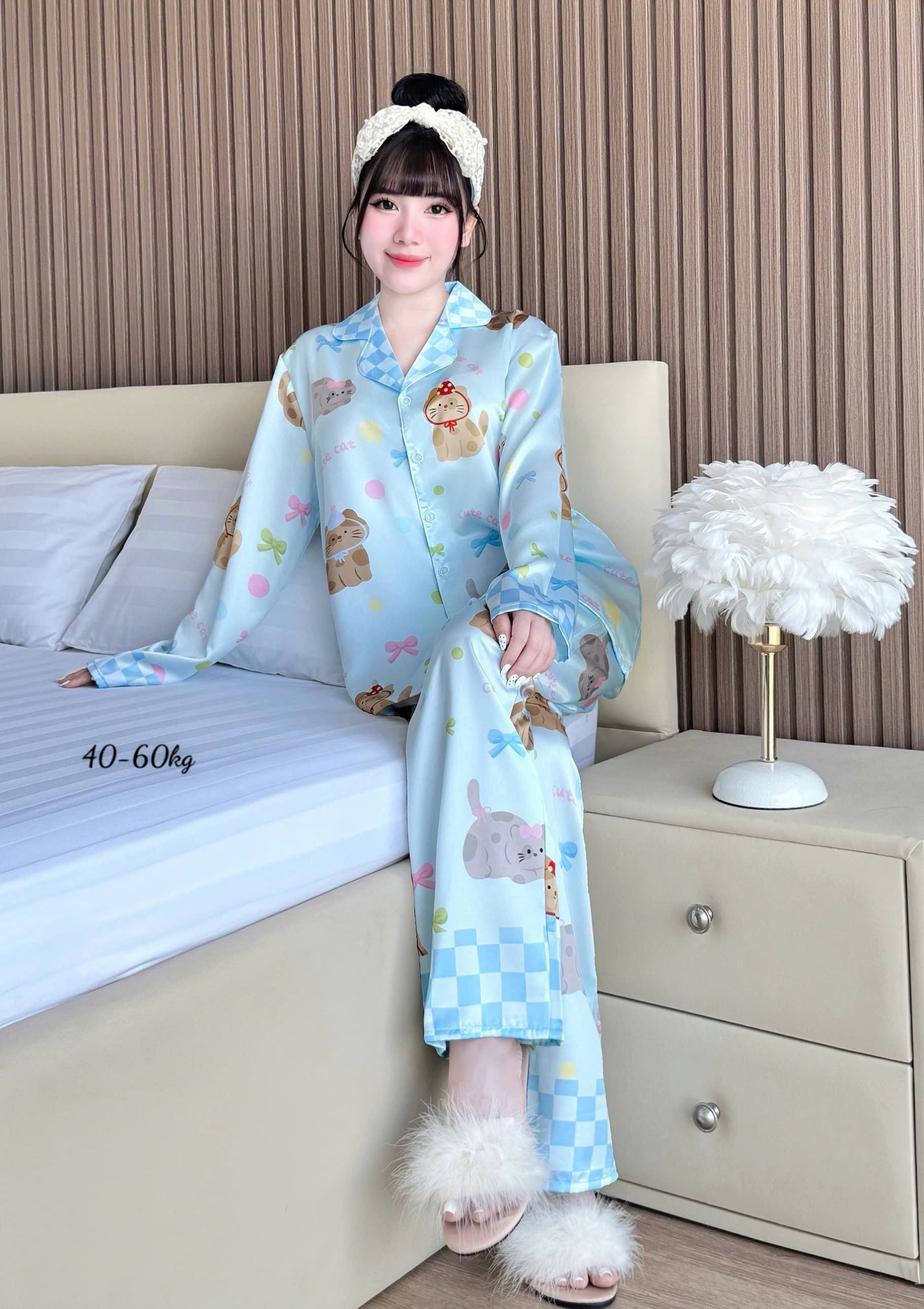 Đồ Bộ Ngủ Nữ - Đồ Bộ Tay Dài Quần Dài Họa Tiết Đơn Giản Mặc Mát Thoải Mái Size Thường 40–60kg Đồ Bộ Ngủ Nữ - Đồ Bộ Tay Dài Quần Dài Họa Tiết Đơn Giản Mặc Mát Thoải Mái Size Thường 40–60kg