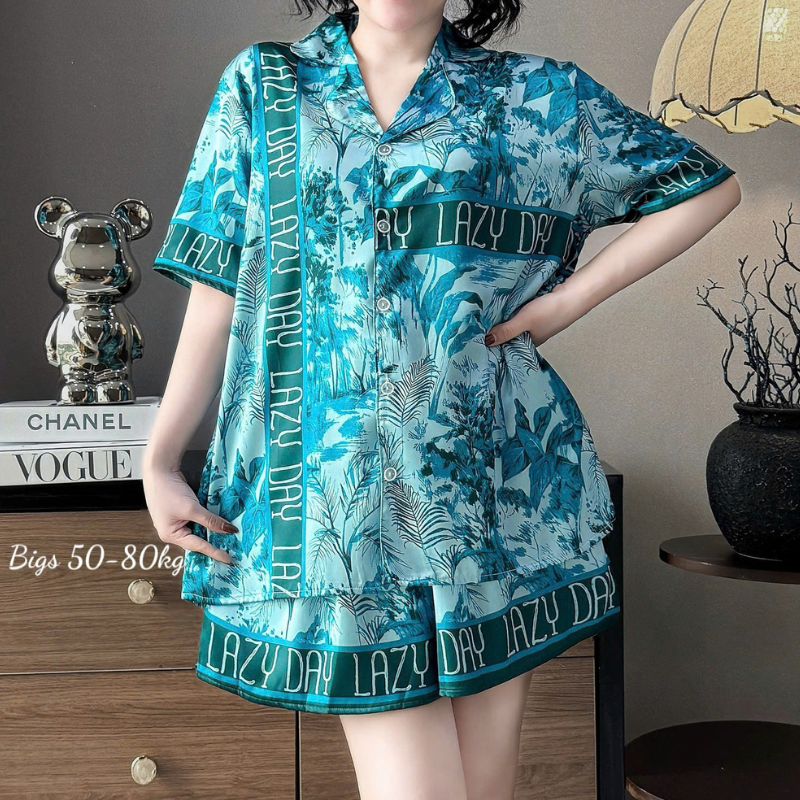 Đồ Bộ Ngủ Nữ Họa Tiết Sang Trọng Mặc Mát Thoải Mái 50–80kg Đồ Bộ Ngủ Nữ Họa Tiết Sang Trọng Mặc Mát Thoải Mái 50–80kg