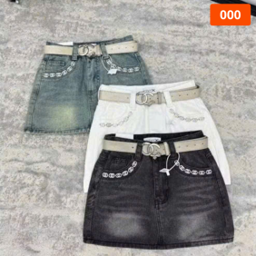 Quần Jeans Nữ Thụng - Quầng Thụng Nữ - Váy Jean Nữ Thêu Chanel Vải Đẹp Dày Mềm Không Co Giãn - QG301