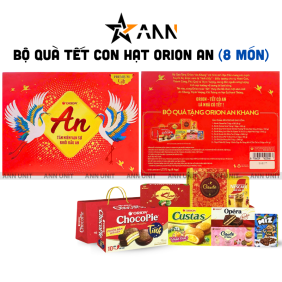 Hộp Bánh Tết Orion An Khang - Bộ Quà Tết Con Hạt Orion An Khang Hộp 1,7272g Gồm 8 Món - 8936029422566