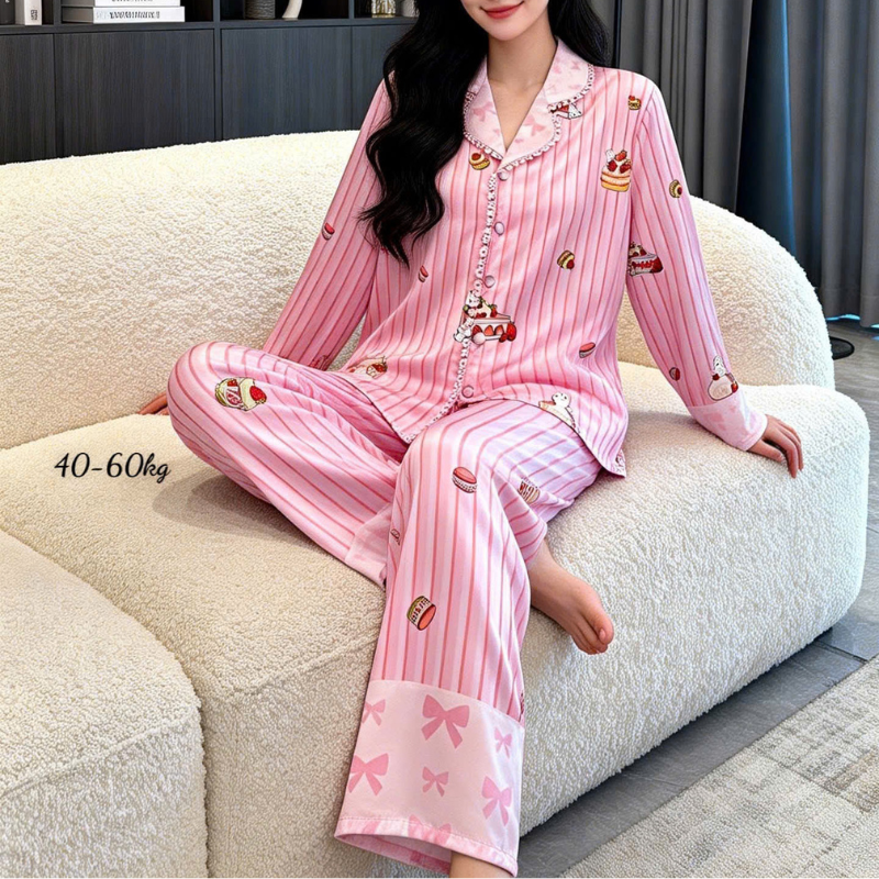 Giá sỉ đồ Bộ Pijama Nữ - Đồ Bộ Tay Dài Quần Dài Viền Ren Họa Tiết Size Thường 40-60kg Giá sỉ đồ Bộ Pijama Nữ - Đồ Bộ Tay Dài Quần Dài Viền Ren Họa Tiết Size Thường 40-60kg
