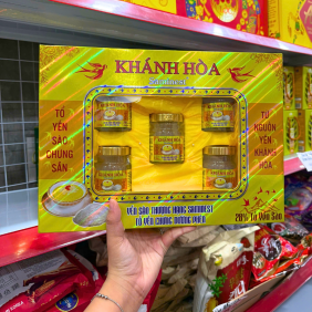 Yến Chưng Đường Phèn Khánh Hòa Saminest 28% Set 5 Hủ 70ml Hộp Màu Vàng - 8936220140436