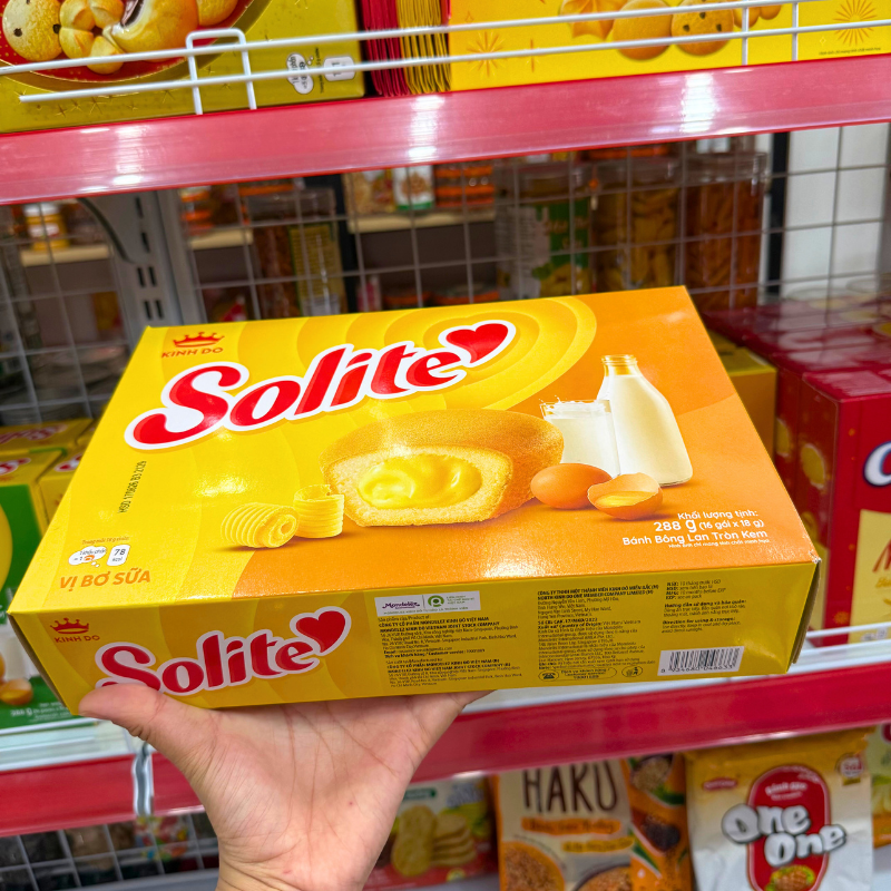 Bánh Solite Trứng Kem Vị Bơ Sữa - Bánh Kinh Đô Solite Bơ Sữa 288g (16 Gói x 18g) Bánh Solite Trứng Kem Vị Bơ Sữa - Bánh Kinh Đô Solite Bơ Sữa 288g (16 Gói x 18g)