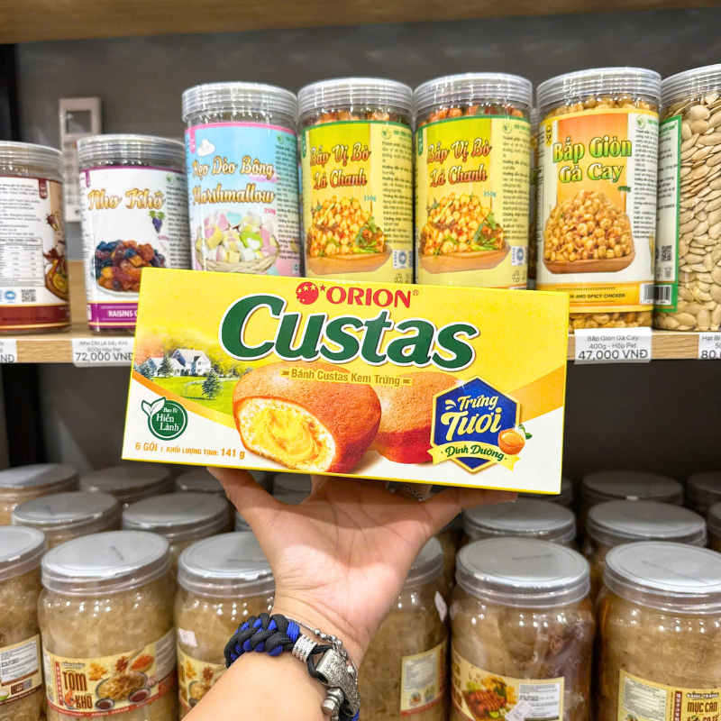 Bánh Bông Lan ORION CUSTAS Kem Trứng Nhân Kem 141g Bánh Bông Lan ORION CUSTAS Kem Trứng Nhân Kem 141g