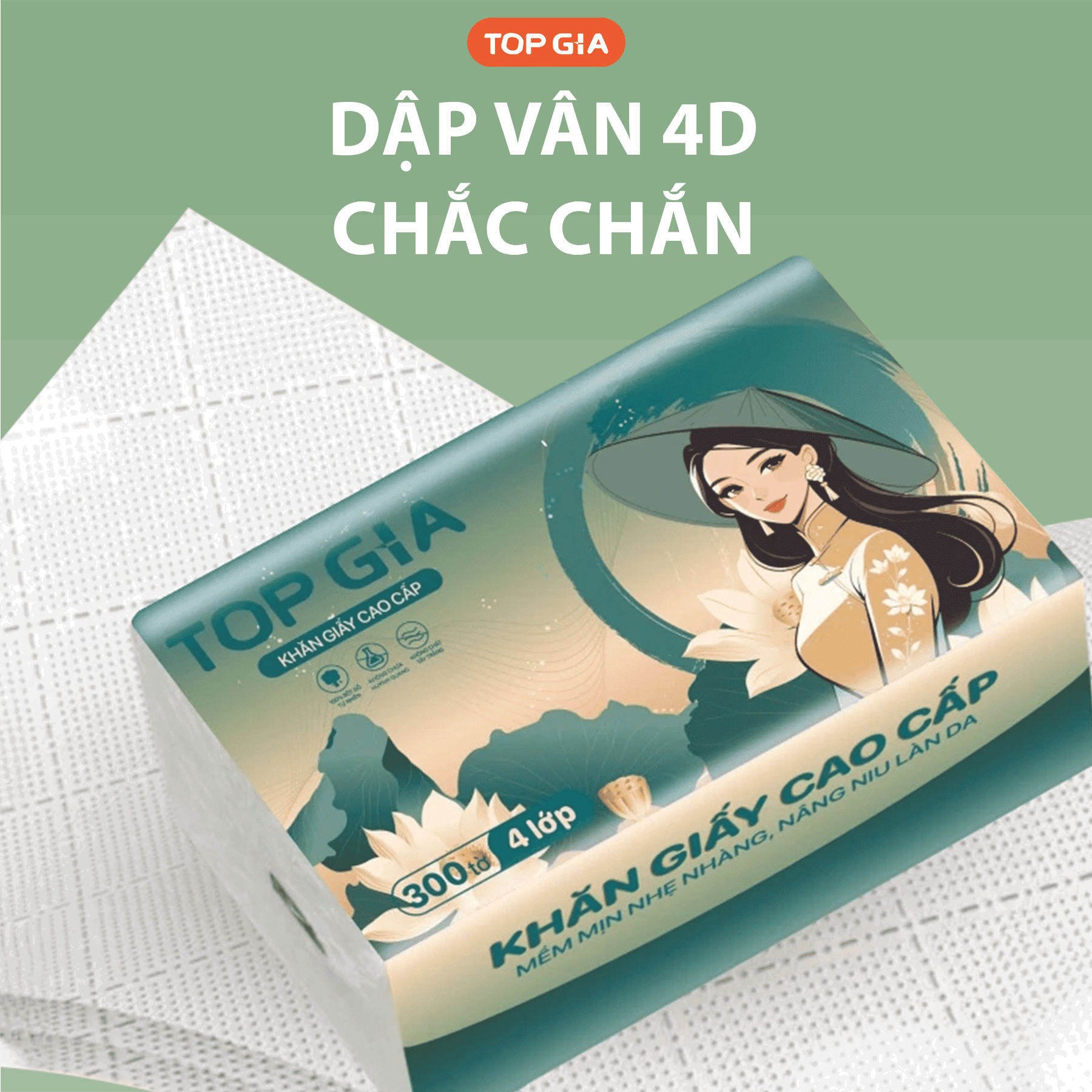 1 Thùng 20 Gói Giấy Ăn Topgia Sắc Việt 1 Thùng 20 Gói Giấy Ăn Topgia Sắc Việt