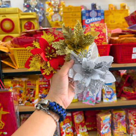 1 Hoa Kim Tuyến Trang Trí Tết - Bông Kim Tuyến Vàng, Đỏ, Trắng - HKT01