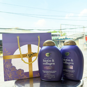 Bộ Dầu Gội Xả OGX Thick & Full + Biotin & Collagen Tím 385ml - 022796916716