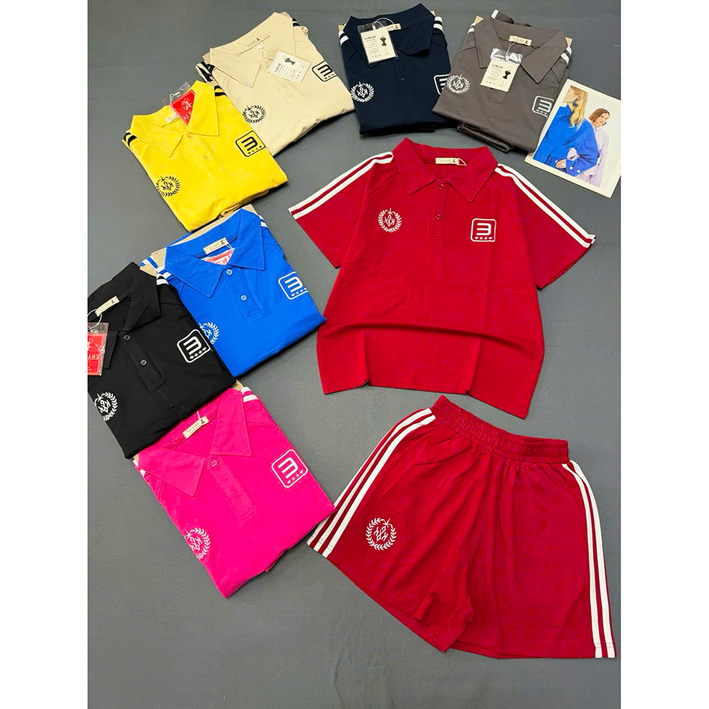 Chuyên sỉ đồ Bộ Nữ Áo Thun Có Cổ Tay Ngắn Quần Đùi Sọc Thể Thao Năng Động Size 45-62kg Chuyên sỉ đồ Bộ Nữ Áo Thun Có Cổ Tay Ngắn Quần Đùi Sọc Thể Thao Năng Động Size 45-62kg