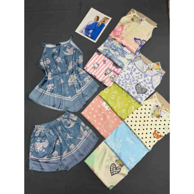 Đồ Bộ Nữ Áo Cổ Yếm Quần Đùi Họa Tiết Trẻ Trung Vải Latin Thoáng Mát Size 45-62kg - DBOR0015