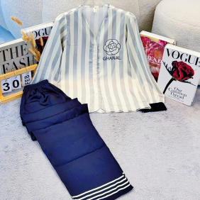 Đồ Bộ Nữ Tay Dài Quần Dài Cổ Chữ Y Tay Phồng 25-118 - DBOR0029