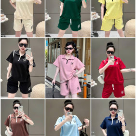 Đồ bộ nữ cổ bẻ quần đùi tay ngắn thun da cá - DBOR0044