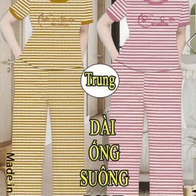 Đồ bộ nữ tay ngắn quần ống suông sọc - DBOR0068