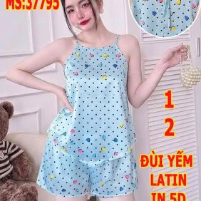 Đồ bộ nữ cổ yếm quần đùi chất latin TH 07795 - DBOR0086