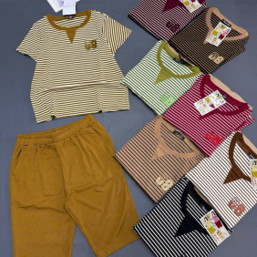 Đồ bộ nữ tay ngắn quần lững chất thun borip KH95441 - DBOR0089