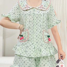 Đồ bộ nữ tay ngắn quân đùi cotton hàn - DBOR0106