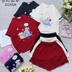 Đồ bộ nữ tay ngắn quần đùi in hình - DBOR0148