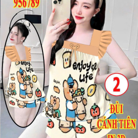 Đồ bộ nữ sát nách quân đùi áo cánh tiên vải latin MT-9567 - DBOR0154