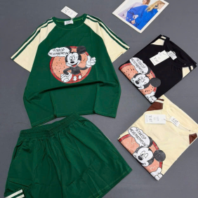 Đồ bộ nữ tay ngắn quần đùi in hình chất cotton xịn YM-1526 - DBOR0157