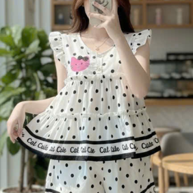 Đồ bộ nữ áo tay cánh tiên quần đùi chấm bi HT-95239 - DBOR0163