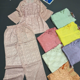 Đồ bộ nữ tay lỡ quần dài gấm 2 da - DBOR0171