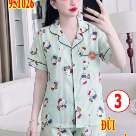 Đồ bộ nữ pijama tay ngắn quần đùi vải cotton hàn MT-951026 - DBOR0194