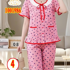Đồ bộ nữ tay ngắn quần lửng chất cotton hàn Tt-001986 - DBOR0211