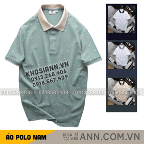 Áo Thun Polo Nam - Áo Thun Nam Cổ Bẻ In Họa Tiết Nhí Và Viền Áo Big Size - CS303