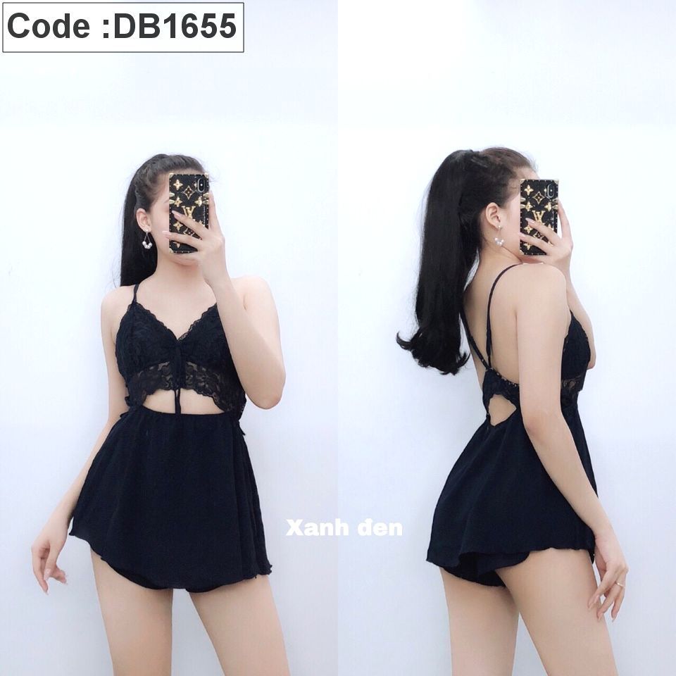 Bộ quần đùi ngủ 2 dây voan cát hở bụng