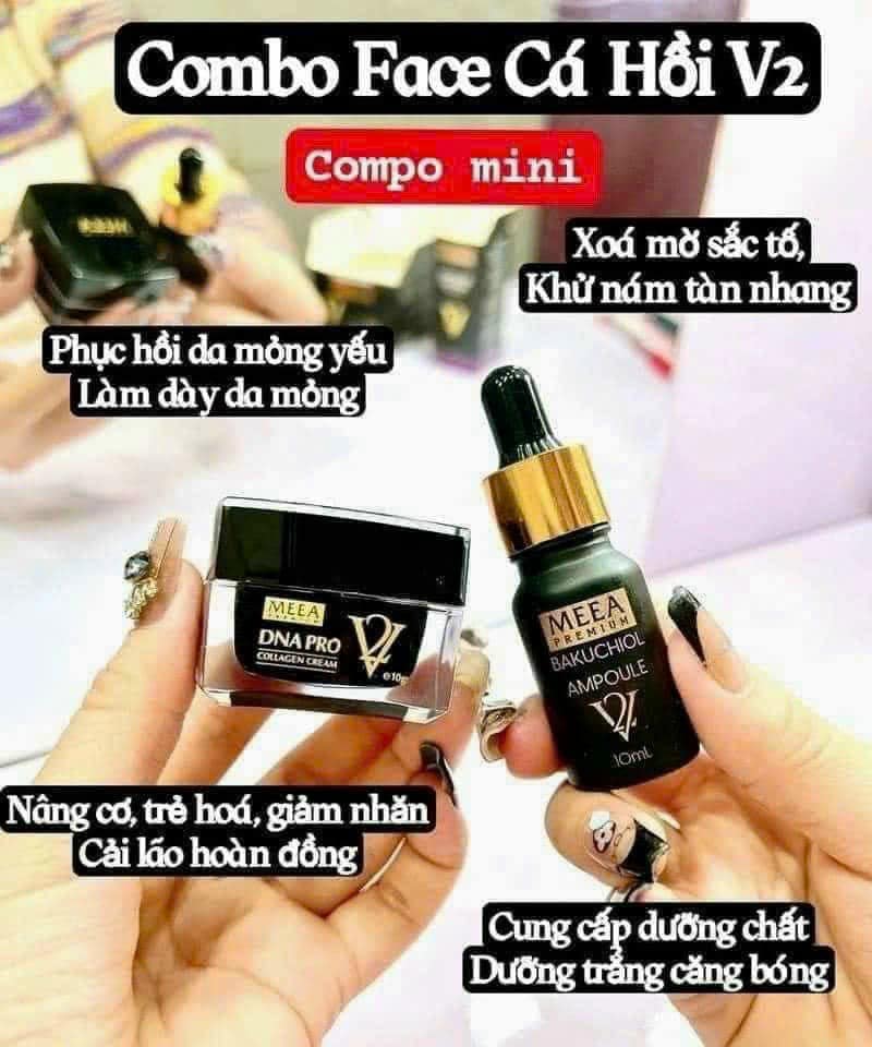 Combo Ԁưỡng da Face Cá Hồi DNA Pro V2 Mini + Serum Bakuchiol Amploule V2 Mini Meea Origin