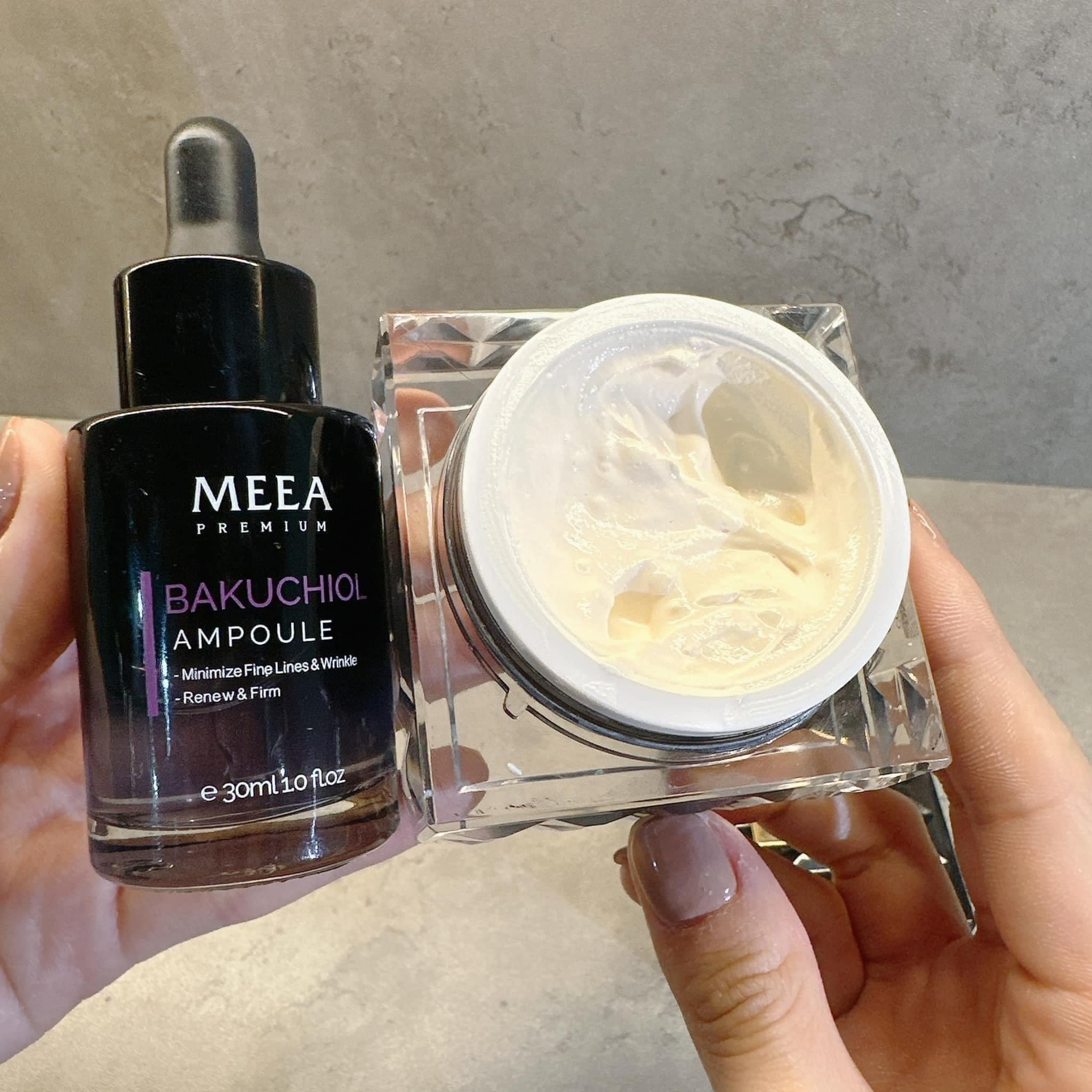 bí mật làn da căng bóng sau một đêm với Combo Dưỡng Da Face Cá Hồi DNA Pro V2 Lớn + Serum Bakuchiol Ampoule V2 Lớn Meea Orgin