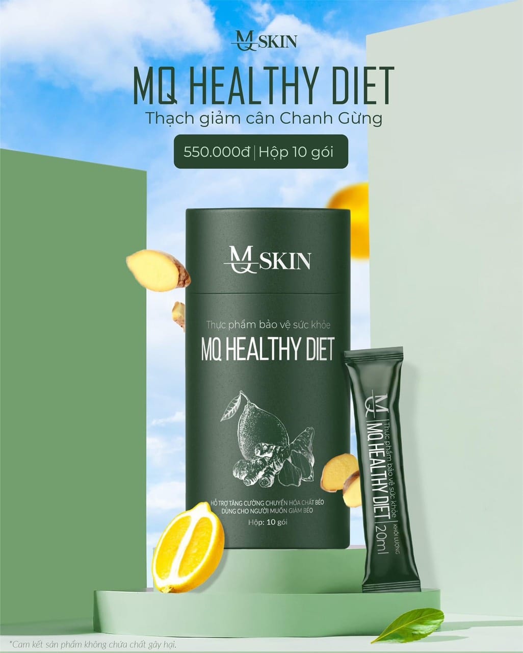 Thạch Giảm Cân Chanh Gừng MQ Skin Healthy Diet là sản phẩm 100% từ thiên nhiên, với những thành phần chanh và gừng