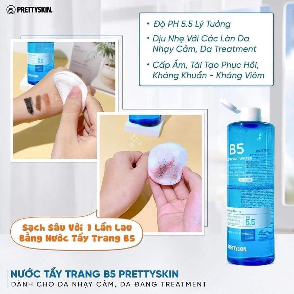 Nước Tẩy Trang B5 PrettySkin 500ml lười  mà vẫn sạch vẫn đẹp nha