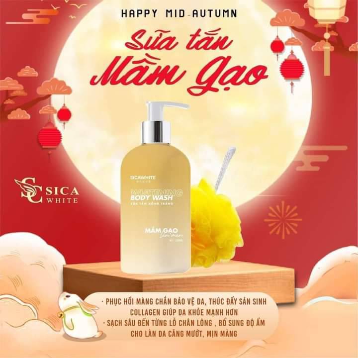 Sữa Tắm Xông Trắng Sica White Mầm Gạo Lên Men