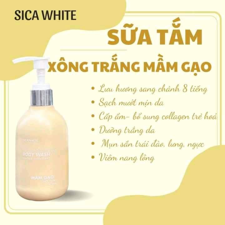 Sữa Tắm Xông Trắng Sica White Mầm Gạo Lên Men