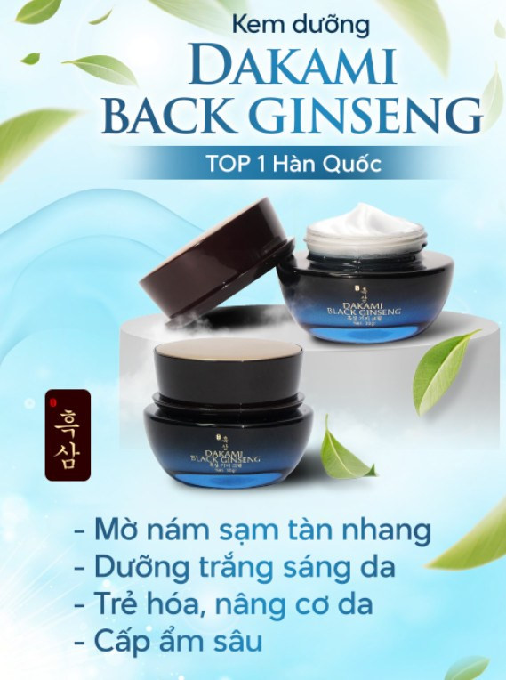 Kem Face Nám Nhân Sâm Đen Dakami Black Ginseng Ban Ngày 33g