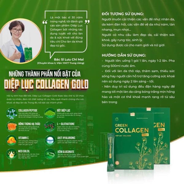 Diệp Lục Collagen Gold Hộp Lớn 30 Gói