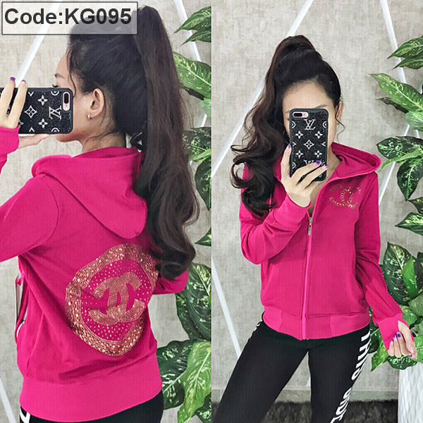 Áo khoác thun phối nón đính đá logo X