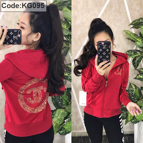 Áo khoác thun phối nón đính đá logo X