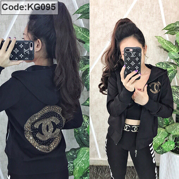 Áo khoác thun phối nón đính đá logo X