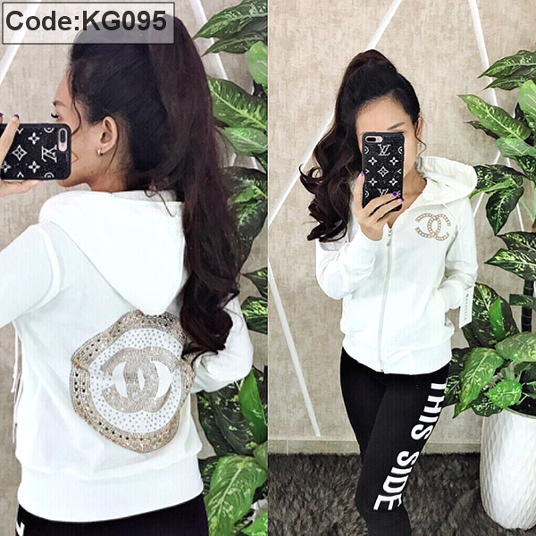 Áo khoác thun phối nón đính đá logo X