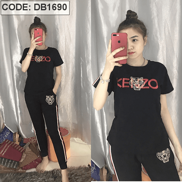 Set thun da cá quần dài thêu hổ