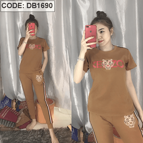 Set thun da cá quần dài thêu hổ