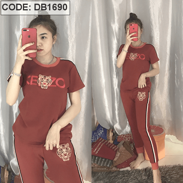 Set thun da cá quần dài thêu hổ