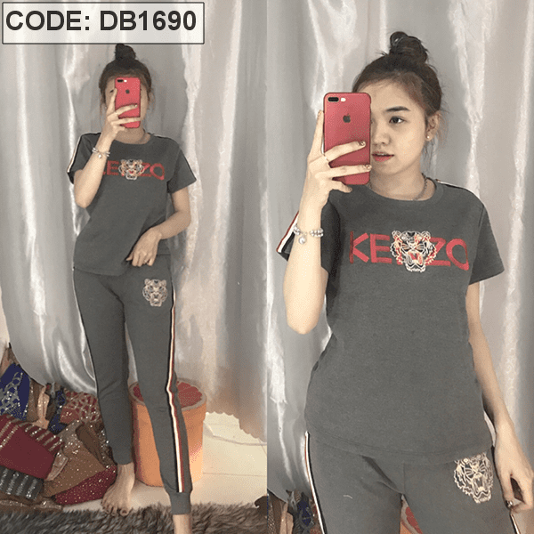 Set thun da cá quần dài thêu hổ